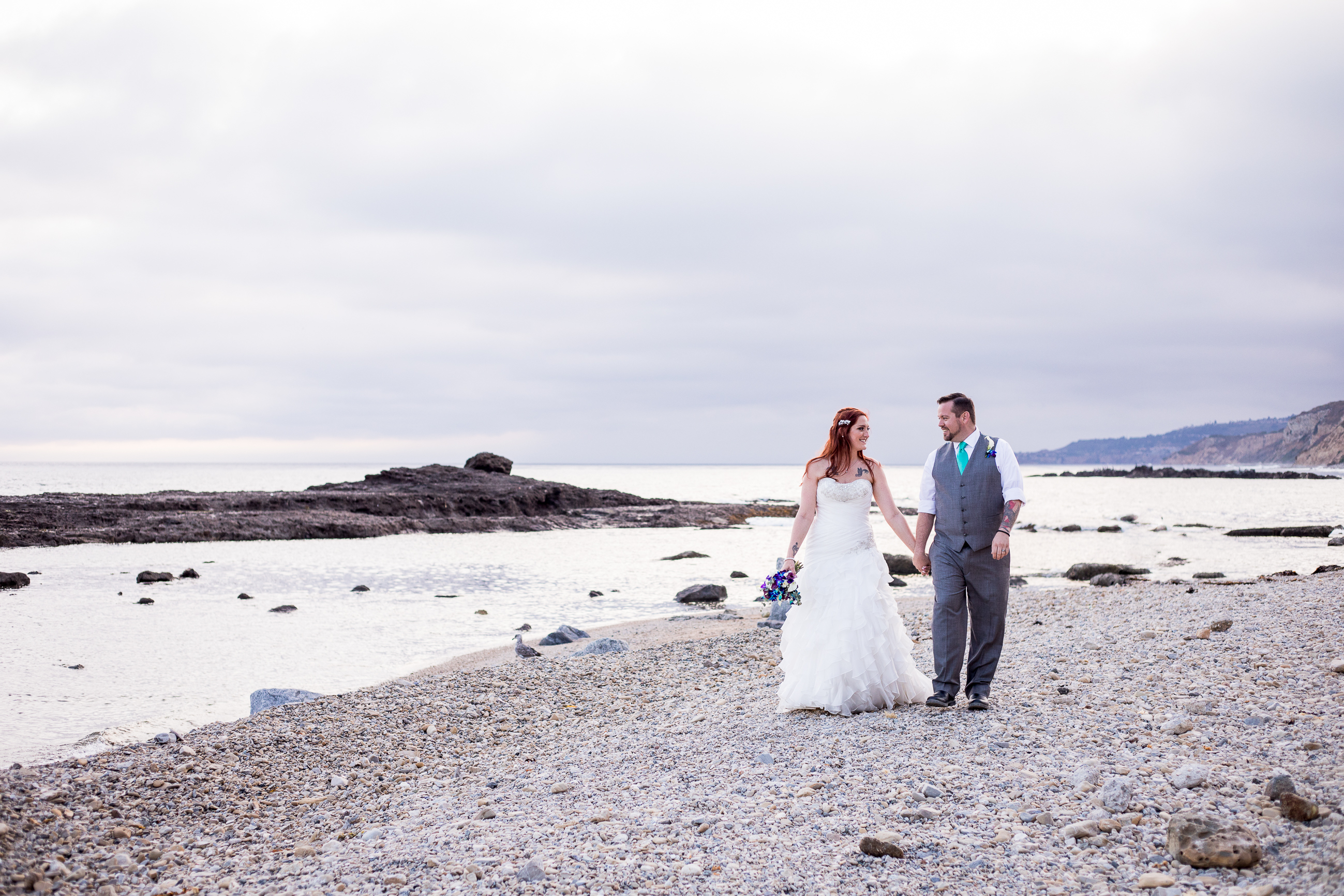 White Point Park beach elopement and wedding ceremony in Los Angeles California with Crystal Lily Photography